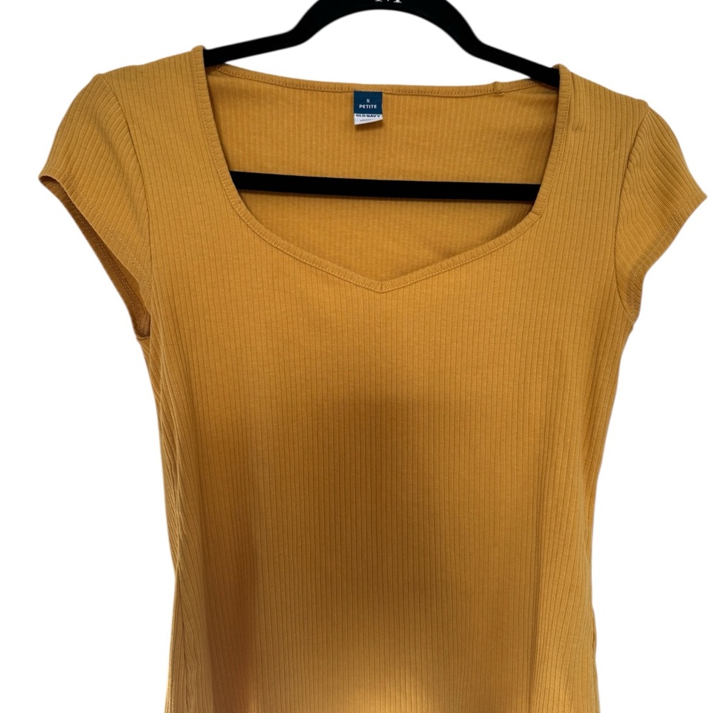 Old Navy Mustard Ribbed Short Sleeve Top